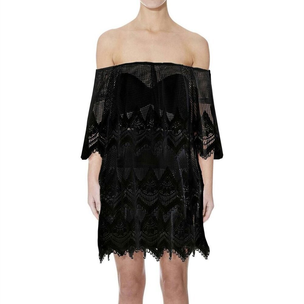 NWT Thurley Black Lace Off The Shoulder Mini Dress Size AU 10 US 6